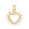 2 PCs Brass Valentine's Day Charm Pendant 18K Gold Plated Heart Hollow Clear Cubic Zirconia 22mm x 17mm の画像