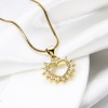 2 PCs Brass Valentine's Day Charm Pendant 18K Gold Plated Heart Hollow Clear Cubic Zirconia 22mm x 17mm の画像