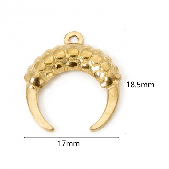 Picture of 2 PCs Eco-friendly Vacuum Plating 304 Stainless Steel Galaxy Charms 18K Real Gold Plated Half Moon 18.5mm x 17mm