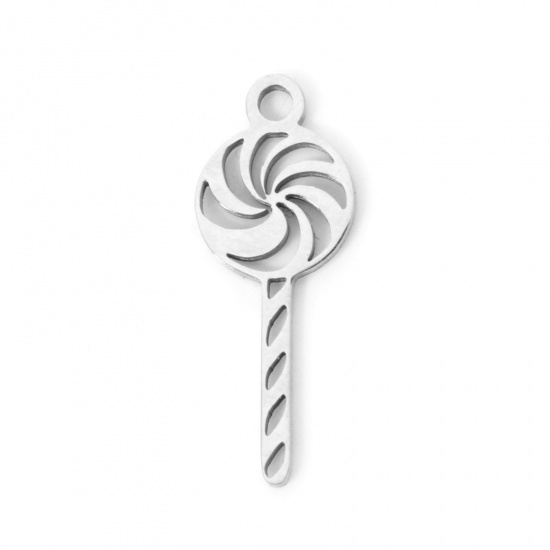 Imagen de 3 Unidades 304 Acero Inoxidable Navidad Colgantes Pirulí Tono de Plata Hueco 19mm x 7mm