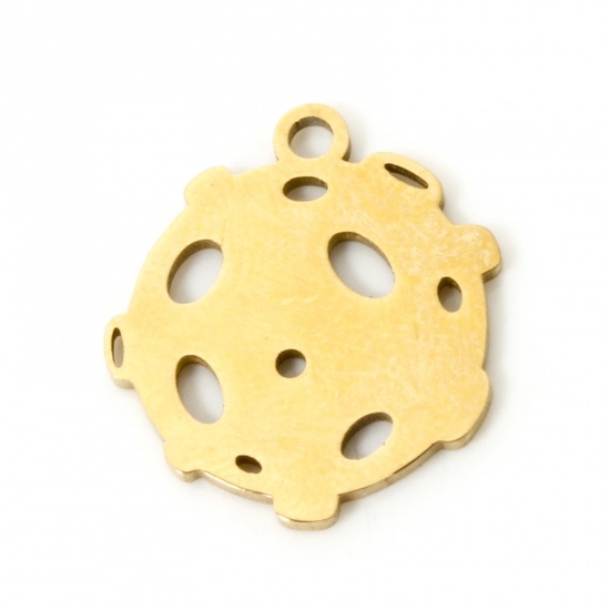 Imagen de 3 Unidades Enchapado al Vacío 304 Acero Inoxidable Navidad Colgantes Navidad Bolas Chapado en Oro de 18K Hueco 15.5mm x 13.5mm