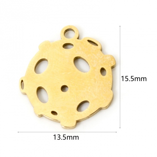 Imagen de 3 Unidades Enchapado al Vacío 304 Acero Inoxidable Navidad Colgantes Navidad Bolas Chapado en Oro de 18K Hueco 15.5mm x 13.5mm