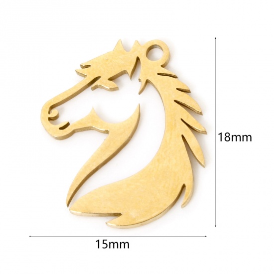 Picture of 3 PCs Vacuum Plating 304 Stainless Steel Charms 18K Gold Plated Zebra 18mm x 15mm