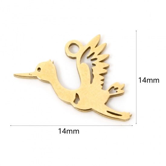 Picture of 3 PCs Vacuum Plating 304 Stainless Steel Charms 18K Gold Plated Dragon 14mm x 14mm