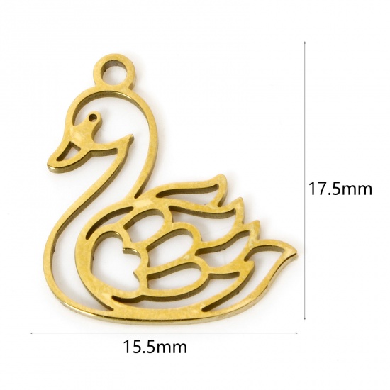 Picture of 3 PCs Vacuum Plating 304 Stainless Steel Charms 18K Gold Plated Ladybug Animal 17.5mm x 15.5mm