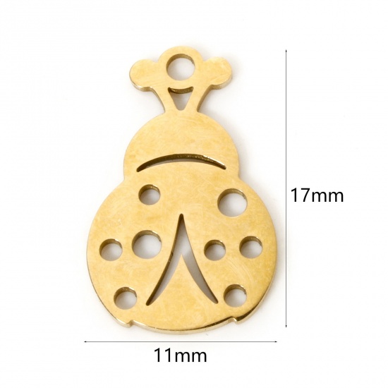 Picture of 3 PCs Vacuum Plating 304 Stainless Steel Charms 18K Gold Plated Dragon 17mm x 11mm