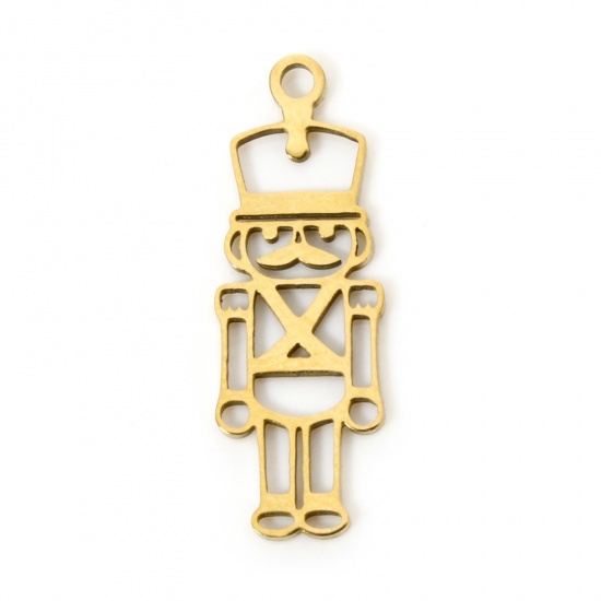 Immagine di 3 Pz Placcatura Sottovuoto 304 Acciaio Inossidabile Ciondoli Soldato Placcato Oro 18K Filigrana 22.5mm x 8mm