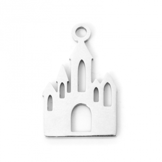 Immagine di 3 Pz 304 Acciaio Inossidabile Ciondoli Castello Tono Argento Filigrana 17mm x 11mm