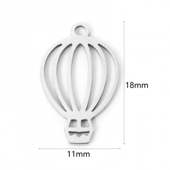 Immagine di 3 Pz 304 Acciaio Inossidabile Ciondoli Mongolfiera Tono Argento Filigrana 18mm x 11mm