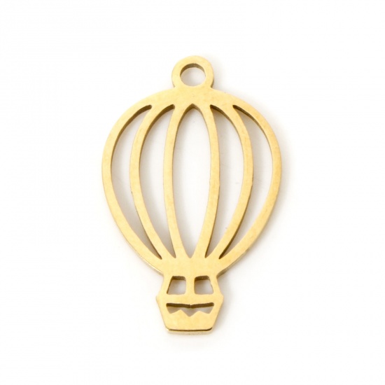 Immagine di 3 Pz Placcatura Sottovuoto 304 Acciaio Inossidabile Ciondoli Mongolfiera Placcato Oro 18K Filigrana 18mm x 11mm