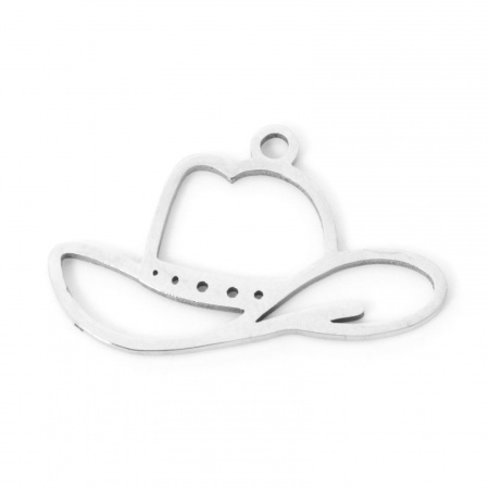 Picture of 3 PCs 304 Stainless Steel West Cowboy Charms Silver Tone Bullfighter Hat Hollow 22mm x 13mm