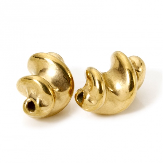 Picture of 5 PCs Eco-friendly Vacuum Plating 304 Stainless Steel Beads For DIY Jewelry Making Spiral 18K Gold Plated 3D 14mm x 9mm, Hole: Approx 1mm