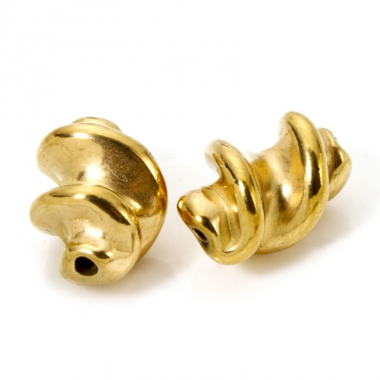 Picture of 5 PCs Eco-friendly Vacuum Plating 304 Stainless Steel Beads For DIY Jewelry Making Spiral 18K Gold Plated 3D 16mm x 11mm, Hole: Approx 1.2mm
