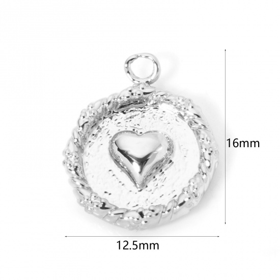 Picture of 2 PCs Brass Poker/ Paper Card/ Game Card Charms Platinum Plated Round Poker 16mm x 12.5mm