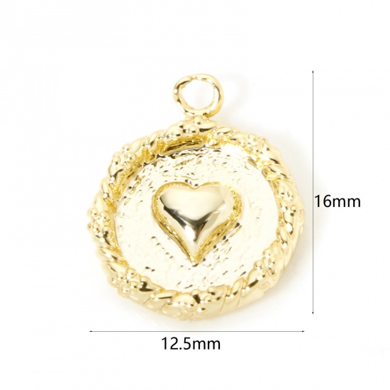 Picture of 2 PCs Brass Poker/ Paper Card/ Game Card Charms 18K Gold Plated Round Poker 16mm x 12.5mm