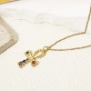 Bild von 1 Stück Messing Religiös Charm-Anhänger 18K Vergoldet Ankh ägyptisches Kreuz Bunt Zirkonia 3.2cm x 2cm