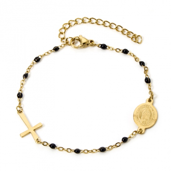 Immagine di 1 Piece 304 Stainless Steel Bracelets Cross Virgin Mary