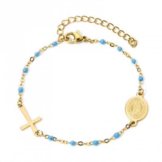 Immagine di 1 Piece 304 Stainless Steel Bracelets Cross Virgin Mary