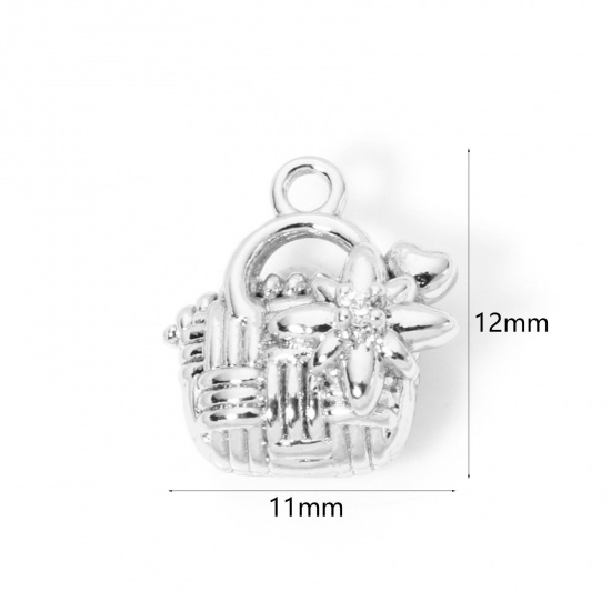 Picture of 2 PCs Eco-friendly Brass Clothes Real Platinum Plated Bag 3D 12mm x 11mm