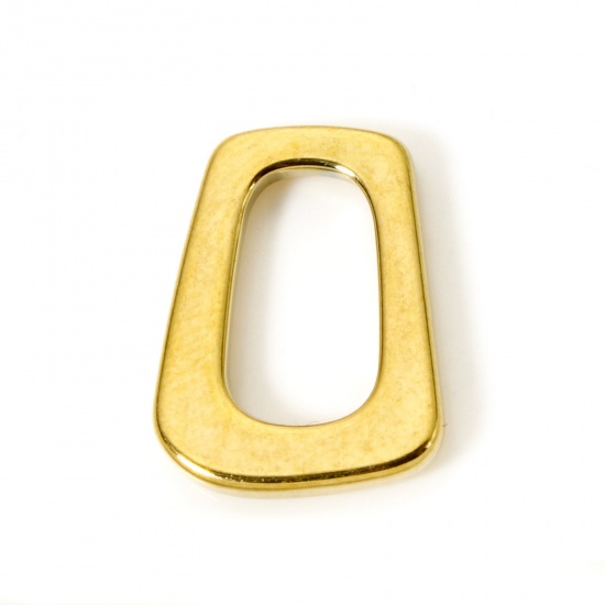 Immagine di 2 Pz Placcatura Sottovuoto PVD Ecologica 304 Acciaio Inossidabile Pendenti Charms Connettori Trapezoide Placcato Oro 18K 19mm x 14mm