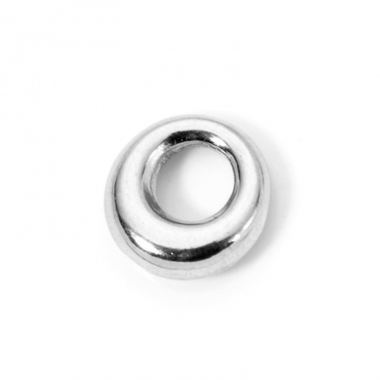 Immagine di 2 Pz 304 Acciaio Inossidabile Pendenti Charms Connettori Tondo Tono Argento 11mm Dia.