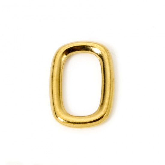 Immagine di 2 Pz Placcatura Sottovuoto PVD Ecologica 304 Acciaio Inossidabile Pendenti Charms Connettori Rettangolo Placcato Oro 18K 14mm x 10mm