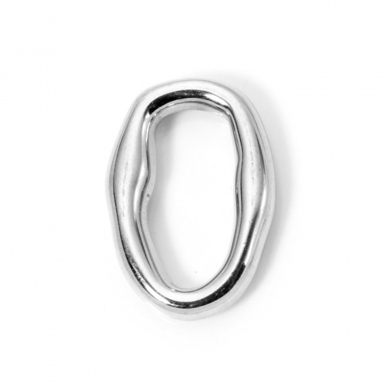 Immagine di 2 Pz 304 Acciaio Inossidabile Pendenti Charms Connettori Ovale Tono Argento 19mm x 13.5mm