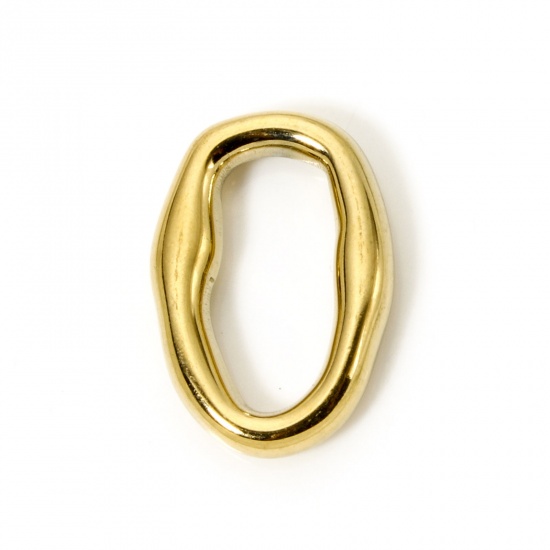 Immagine di 2 Pz Placcatura Sottovuoto PVD Ecologica 304 Acciaio Inossidabile Pendenti Charms Connettori Ovale Placcato Oro 18K 19mm x 13.5mm