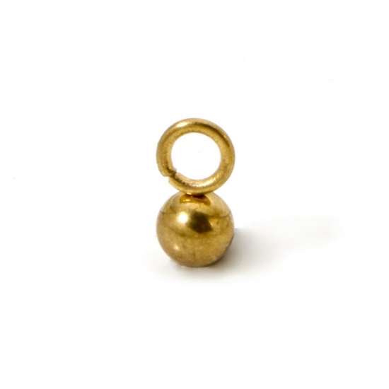 Image de 20 Pcs Breloques en 304 Acier Inoxydable Revêtement sous Vide PVD Respectueux de l'Environnement Balle Plaqué Or Véritable 18K 3D 6mm x 3mm