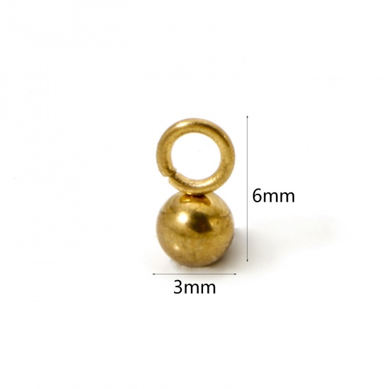 Image de 20 Pcs Breloques en 304 Acier Inoxydable Revêtement sous Vide PVD Respectueux de l'Environnement Balle Plaqué Or Véritable 18K 3D 6mm x 3mm