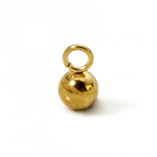 Image de 20 Pcs Breloques en 304 Acier Inoxydable Revêtement sous Vide PVD Respectueux de l'Environnement Balle Plaqué Or Véritable 18K 3D 7mm x 4mm