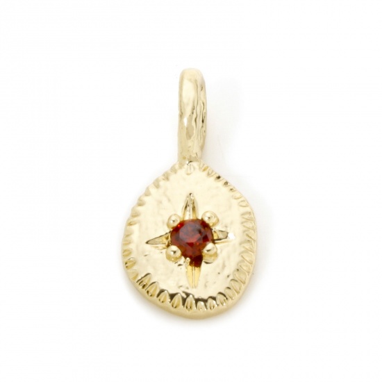 2 PCs Brass Galaxy Charms 18K Gold Plated Irregular Star Red Cubic Zirconia 16.5mm x 8mm の画像