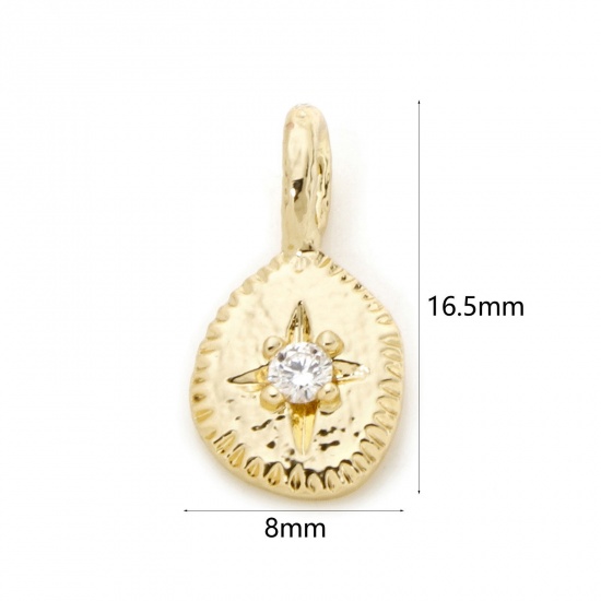 2 PCs Brass Galaxy Charms 18K Gold Plated Irregular Star Clear Cubic Zirconia 16.5mm x 8mm の画像