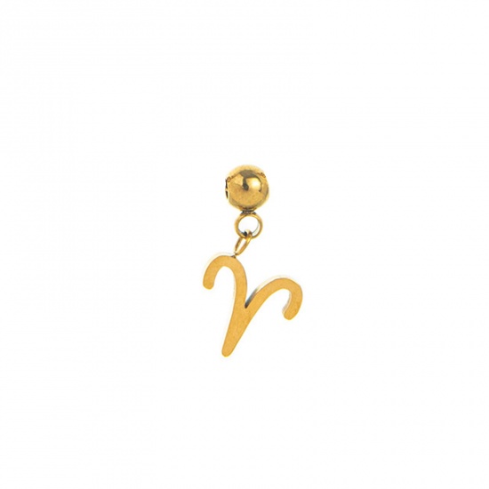 Picture of 1 Piece Eco-friendly PVD Vacuum Plating 304 Stainless Steel Charms 18K Gold Plated Aries Sign Of Zodiac Constellations Swipeable 16mm x 9mm