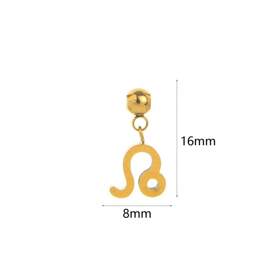 Picture of 1 Piece Eco-friendly PVD Vacuum Plating 304 Stainless Steel Charms 18K Gold Plated Leo Sign Of Zodiac Constellations Swipeable 16mm x 8mm