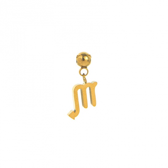 Picture of 1 Piece Eco-friendly PVD Vacuum Plating 304 Stainless Steel Charms 18K Gold Plated Scorpio Sign Of Zodiac Constellations Swipeable 16mm x 8mm