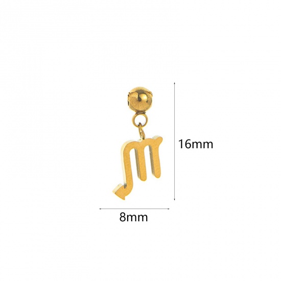 Picture of 1 Piece Eco-friendly PVD Vacuum Plating 304 Stainless Steel Charms 18K Gold Plated Scorpio Sign Of Zodiac Constellations Swipeable 16mm x 8mm