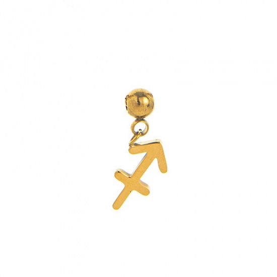 Picture of 1 Piece Eco-friendly PVD Vacuum Plating 304 Stainless Steel Charms 18K Gold Plated Sagittarius Sign Of Zodiac Constellations Swipeable 15mm x 6mm