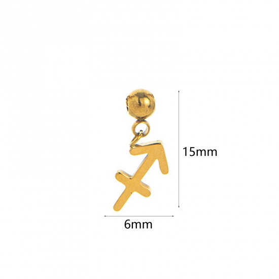 Picture of 1 Piece Eco-friendly PVD Vacuum Plating 304 Stainless Steel Charms 18K Gold Plated Sagittarius Sign Of Zodiac Constellations Swipeable 15mm x 6mm