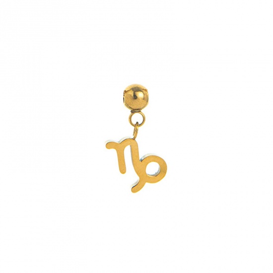 Picture of 1 Piece Eco-friendly PVD Vacuum Plating 304 Stainless Steel Charms 18K Gold Plated Capricornus Sign Of Zodiac Constellations Swipeable 15mm x 8mm