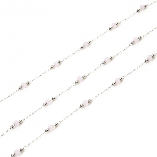 Immagine di 1 M 304 Acciaio Inossidabile Catena di Perline Per Risultati di Creazione di Gioielli Fai-da-te Fatti a Mano Tono Argento Rosa 3mm