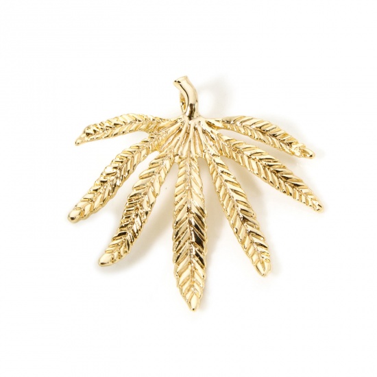 Изображение 1 Piece Eco-friendly Brass Pendants 18K Real Gold Plated Leaf 4.1cm x 3.9cm