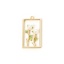 Picture of 1 Piece Eco-friendly Brass Charms 18K Real Gold Plated Green Rectangle Flower Hollow 28mm x 15mm
