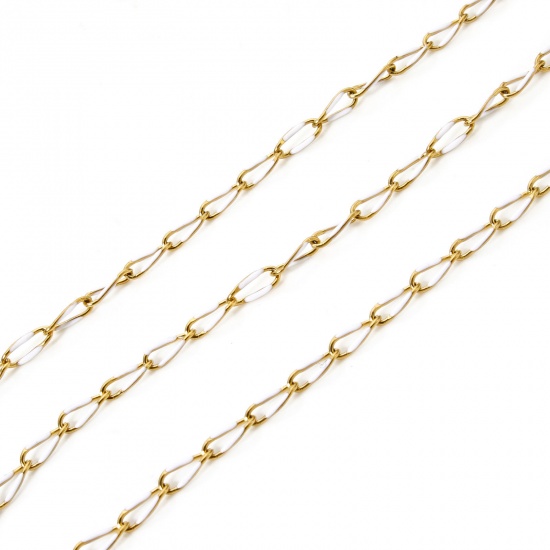 Bild von 1 Meter Umweltfreundlich 201 Edelstahl Emaille Panzerkette Kette Für handgefertigte Schmuckherstellung Vergoldet Weiß 9x4mm
