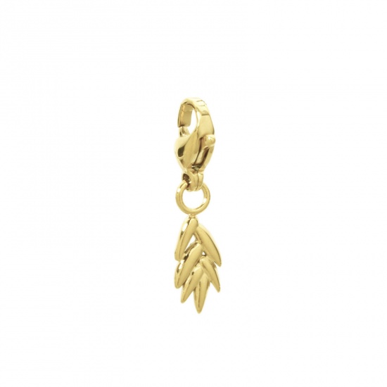 Picture of 1 Piece Eco-friendly PVD Vacuum Plating 304 Stainless Steel Flora Collection Clip On Charms For Vintage Charm Bracelets 14K Real Gold Plated Ear Of Wheat With Lobster Claw Clasp 23mm x 6mm