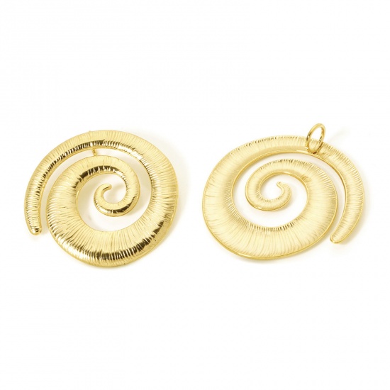 Picture of 1 Piece Eco-friendly PVD Vacuum Plating 304 Stainless Steel Ocean Jewelry Pendants 18K Real Gold Plated Spiral 4.6cm x 4.5cm