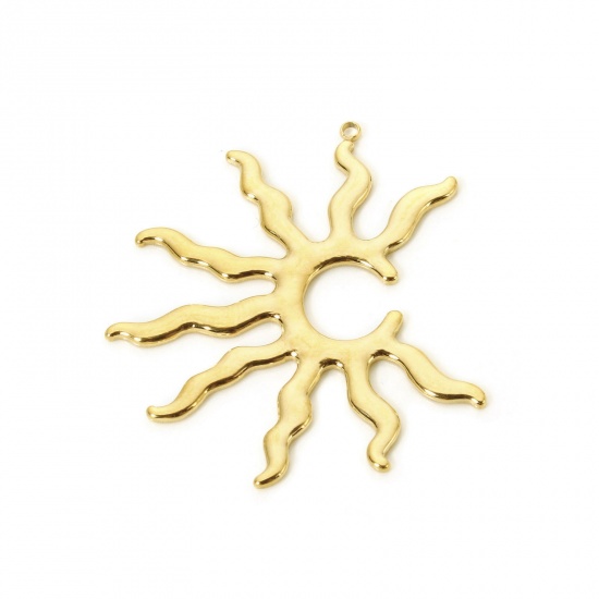 Picture of 1 Piece Eco-friendly PVD Vacuum Plating 304 Stainless Steel Galaxy Pendants 18K Real Gold Plated Sun 4.4cm x 4cm