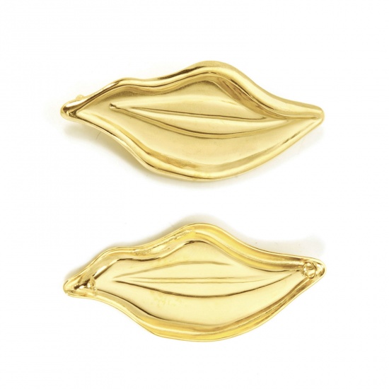 Picture of 1 Piece Eco-friendly PVD Vacuum Plating 304 Stainless Steel Connectors Charms Pendants 18K Real Gold Plated Lip 5.4cm x 2.3cm