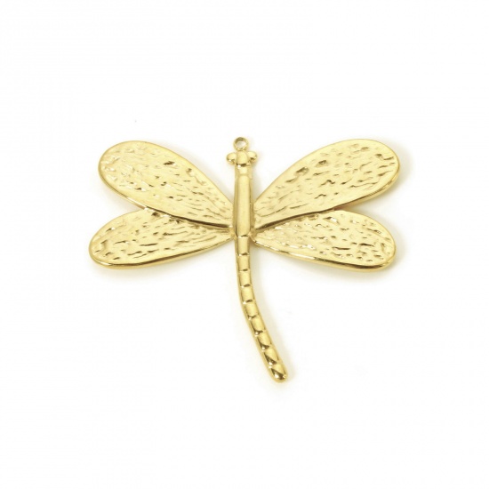 Picture of 1 Piece Eco-friendly PVD Vacuum Plating 304 Stainless Steel Insect Pendants 18K Real Gold Plated Dragonfly Animal 4.4cm x 3.9cm