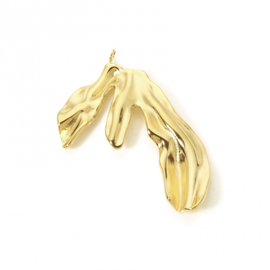 Immagine di 1 Pz Placcatura Sottovuoto PVD Ecologica 304 Acciaio Inossidabile Collezione Flora Ciondoli Pendenti Foglia 18K Vero Oro Placcato 4.5cm x 4cm